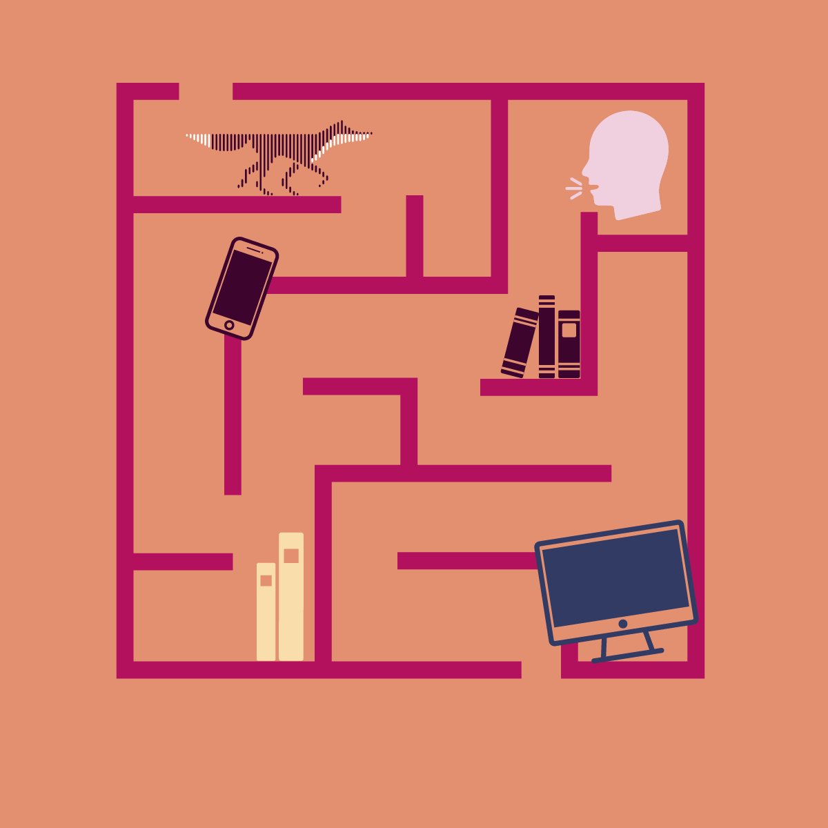 Labyrinth mit Fuchs und anderen Symbolen